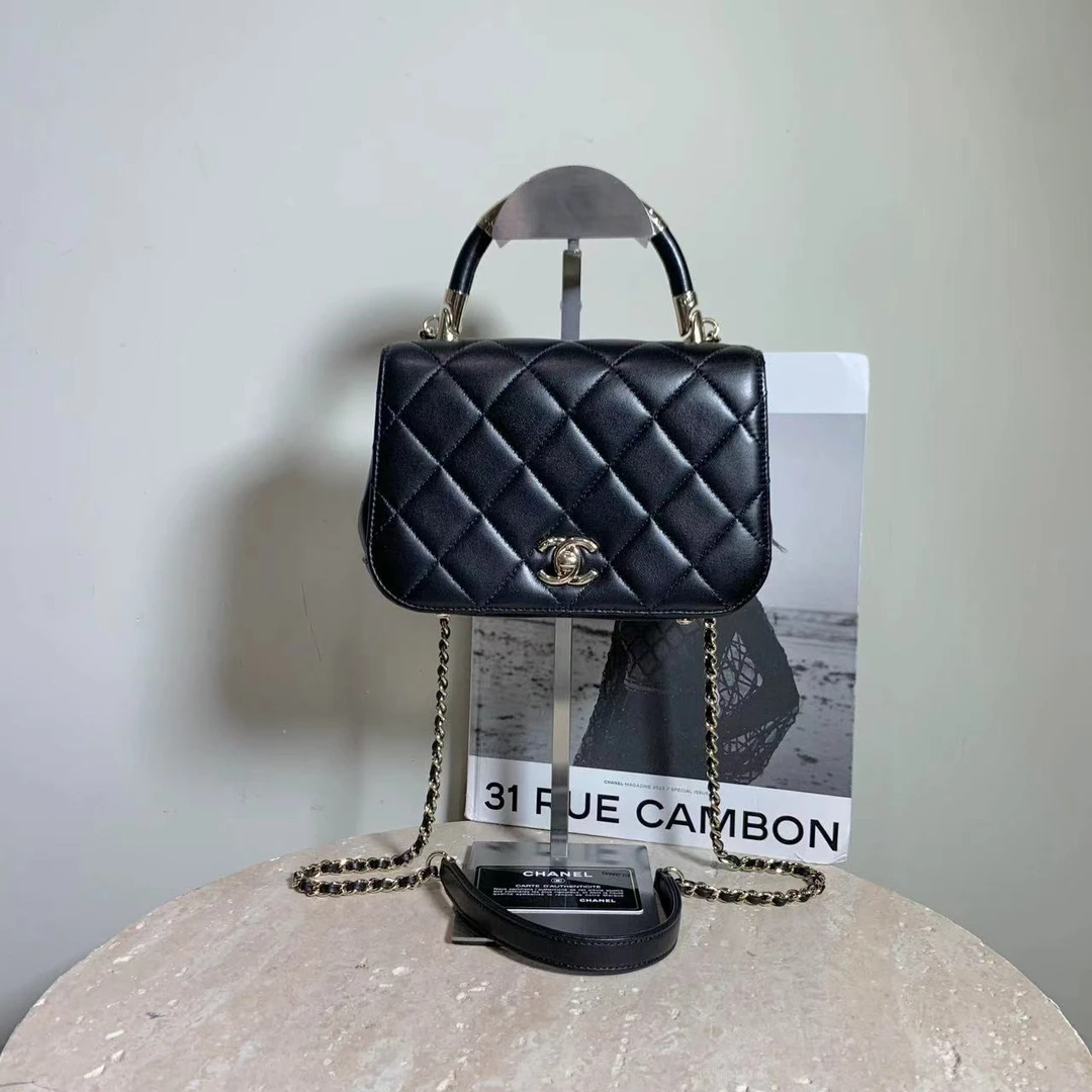 95新 Chanel/香奈儿 壹臻/拆24开 黑金金属手柄马鞍包/96045349