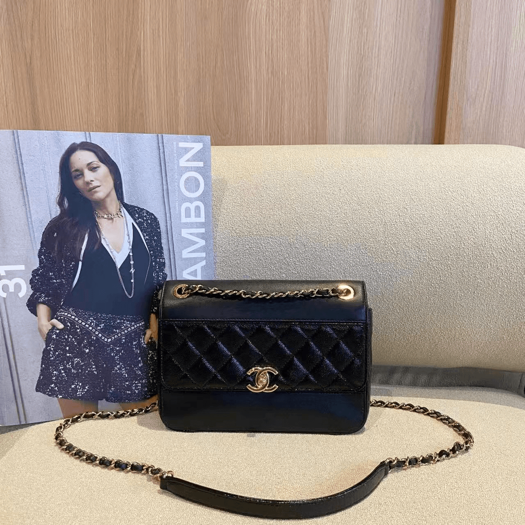95新 Chanel/香奈儿 壹臻中古/黑金口盖包28开 36451084