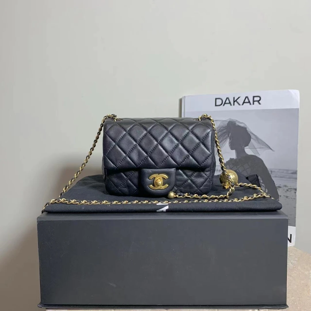 99新 Chanel/香奈儿 壹臻/21B黑金金球方胖子包 90130231