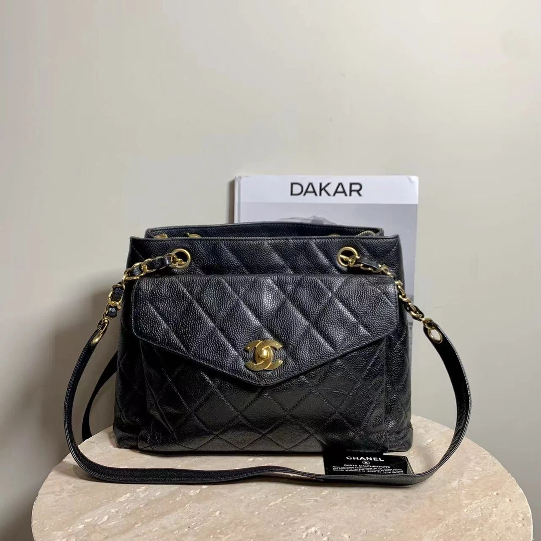 95新 Chanel/香奈儿 壹臻/3开 黑金中古奶粉包/40189217
