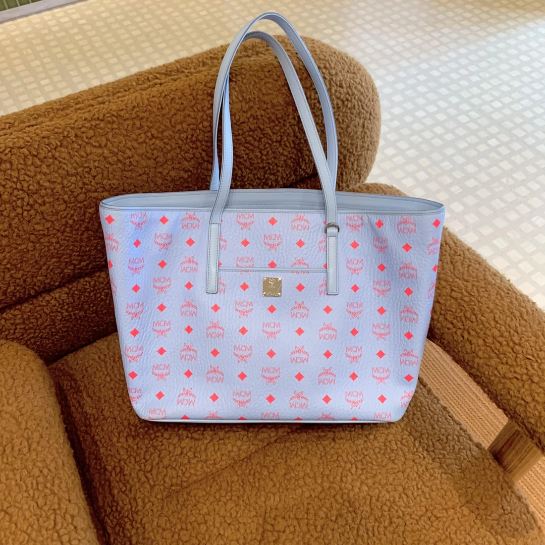 95新 MCM 壹臻中古/蓝色 tote包 拉链款无子袋 / 89209800