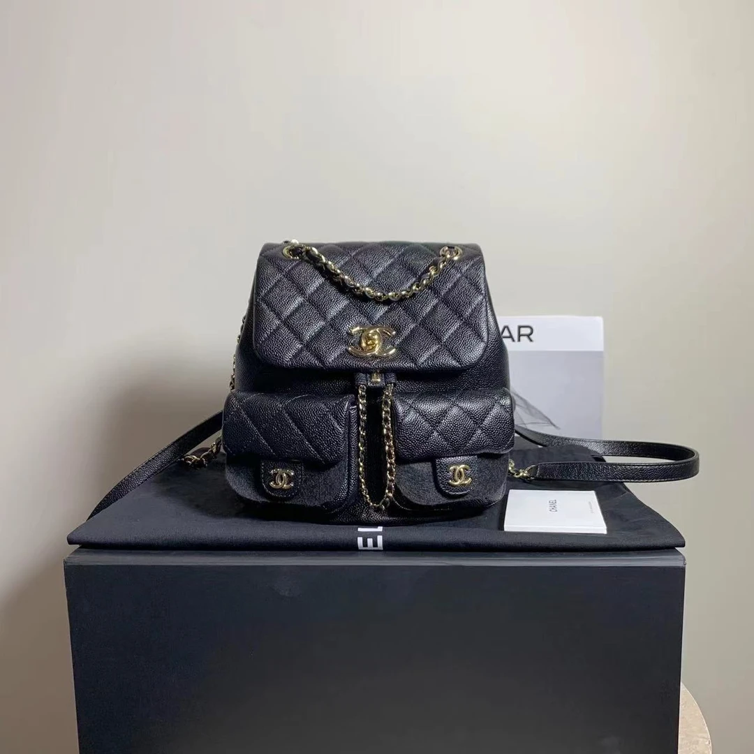 99新 Chanel/香奈儿 壹臻/23P黑金鱼子酱青蛙duma中号包 dx1830