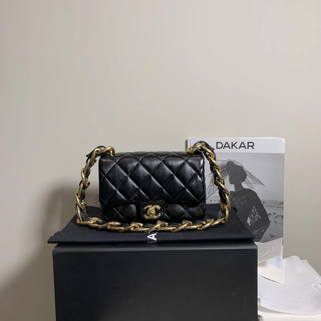 全新未使用 Chanel/香奈儿 壹臻/23p黑金粗链条方胖子 86703368