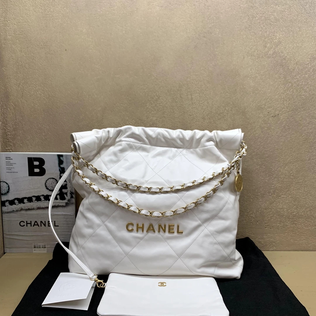 95新  壹臻中古/拆2Chanel 白金牛22bag中号 dx1437