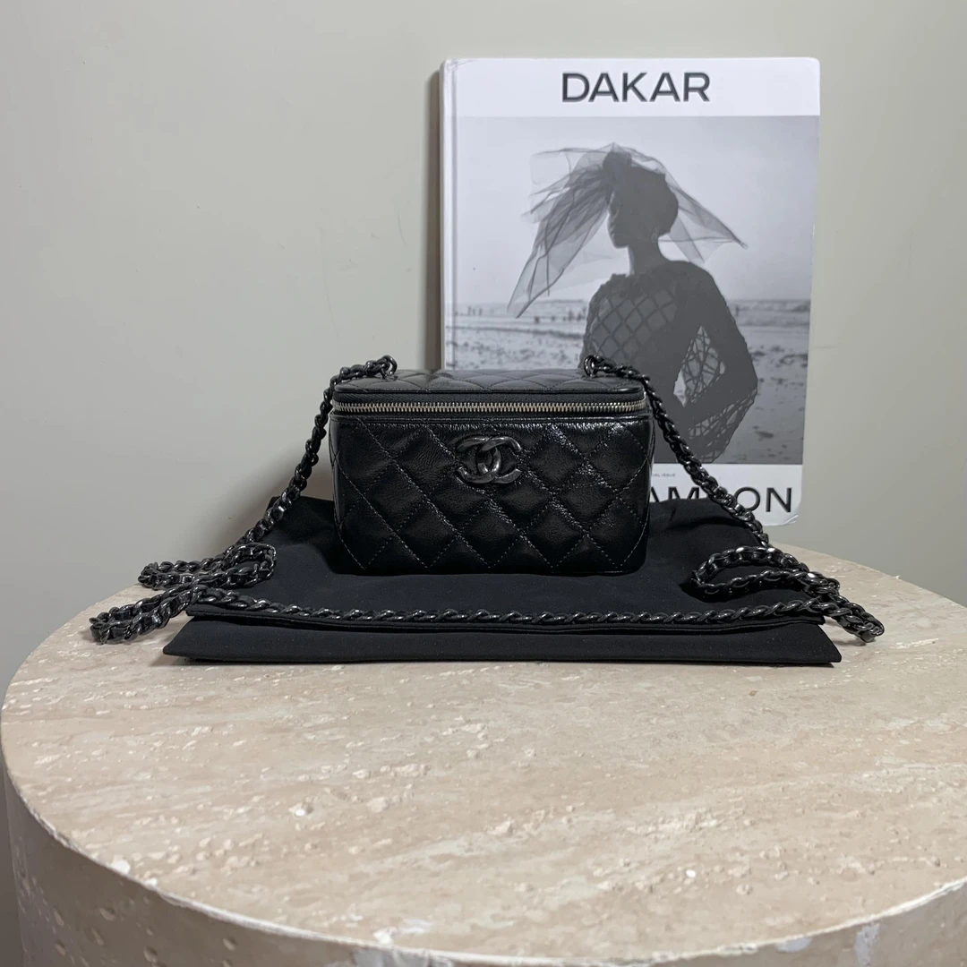99新 Chanel/香奈儿 壹臻中古/拆单124s黑银珠光漆链长盒36350735