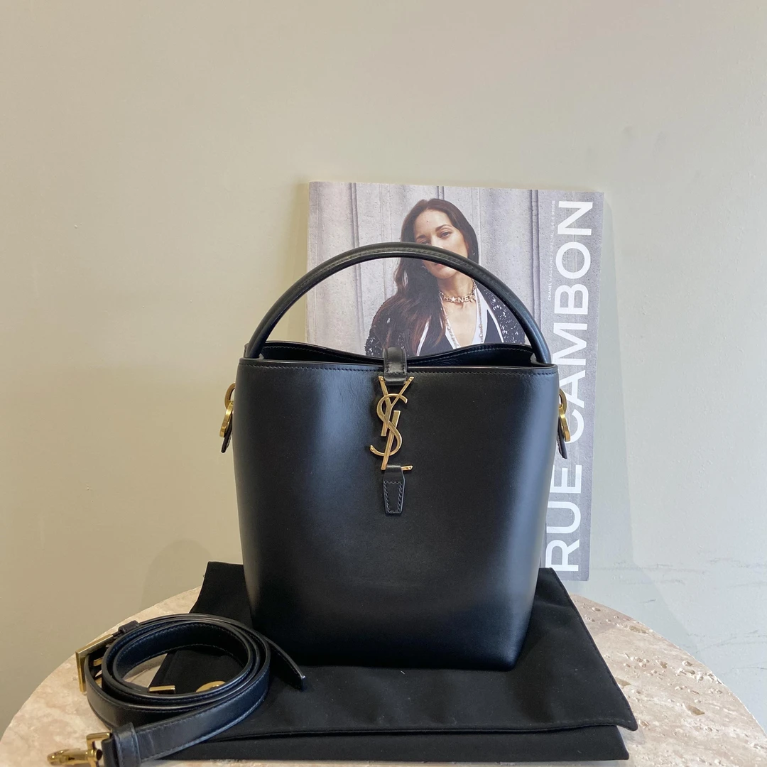 95新 YSL/圣罗兰 壹臻中古/ LE37黑金水桶小号 94657225