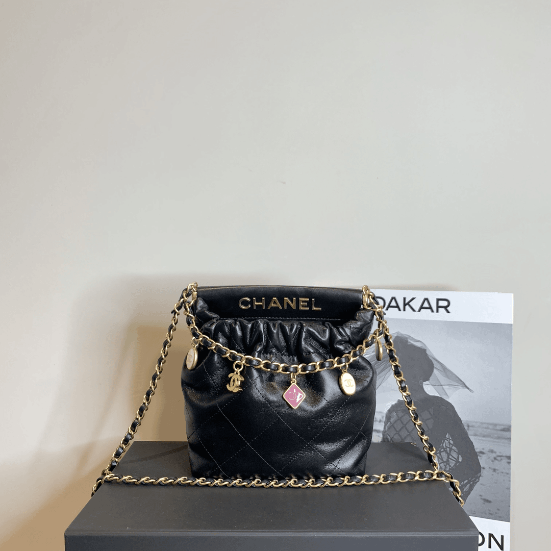 95新 Chanel/香奈儿 壹臻中古/ 23p黑金小福袋包 97260214