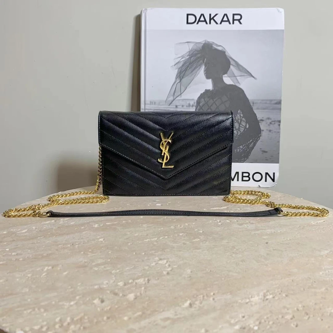 95新 YSL/圣罗兰 壹臻/黑金V纹Kate小号信封包/26774609
