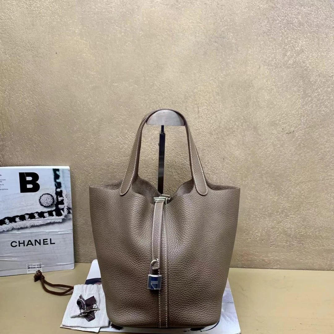 95新  壹臻中古/Hermes 大象灰菜篮子22 Z刻 41084344