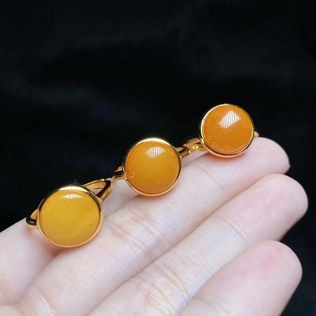 【小北专属】s925银蜜蜡戒指8L03X280【多样性发一件】约10*10mm