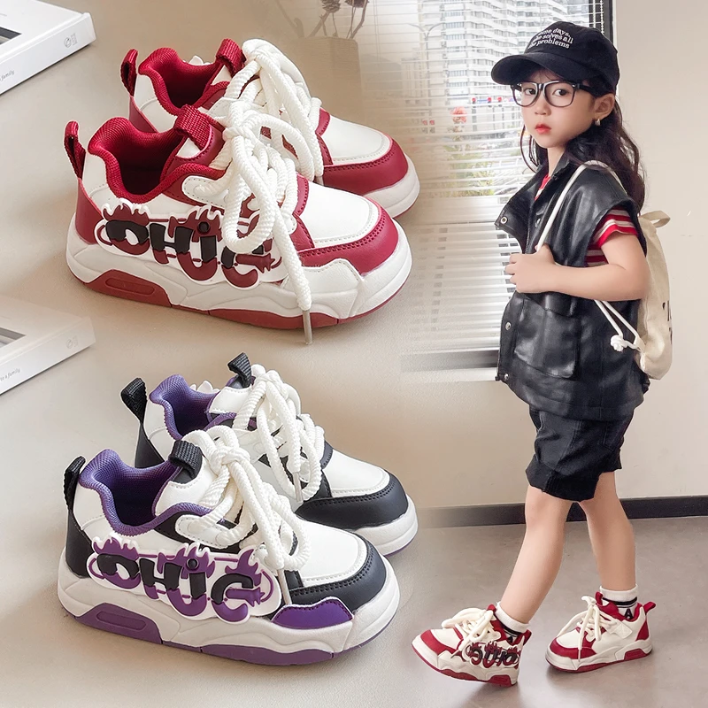 儿童鞋子女童洋气百搭休闲板鞋开学季秋季软底男童运动鞋中小学生