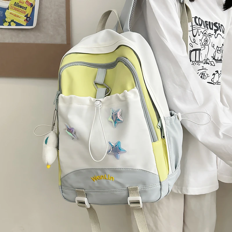 YAYI百搭拼色小个子女生韩版可爱清新休闲双肩包日常学生书包349