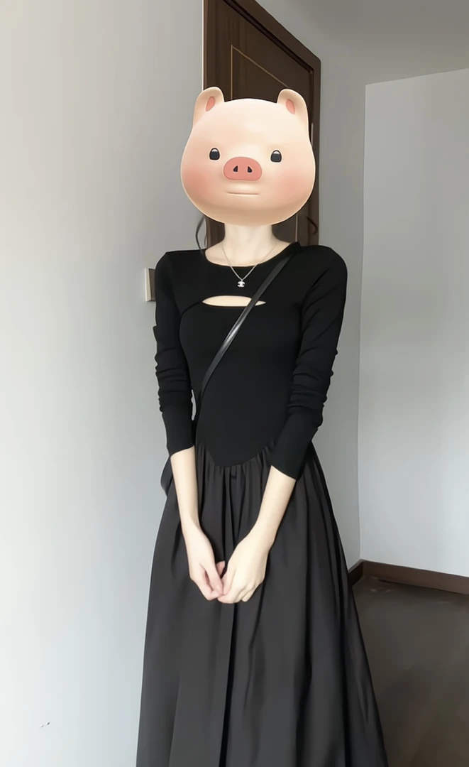 法式赫本风拼接针织连衣裙春秋季女士高腰显瘦打底长裙通勤日常