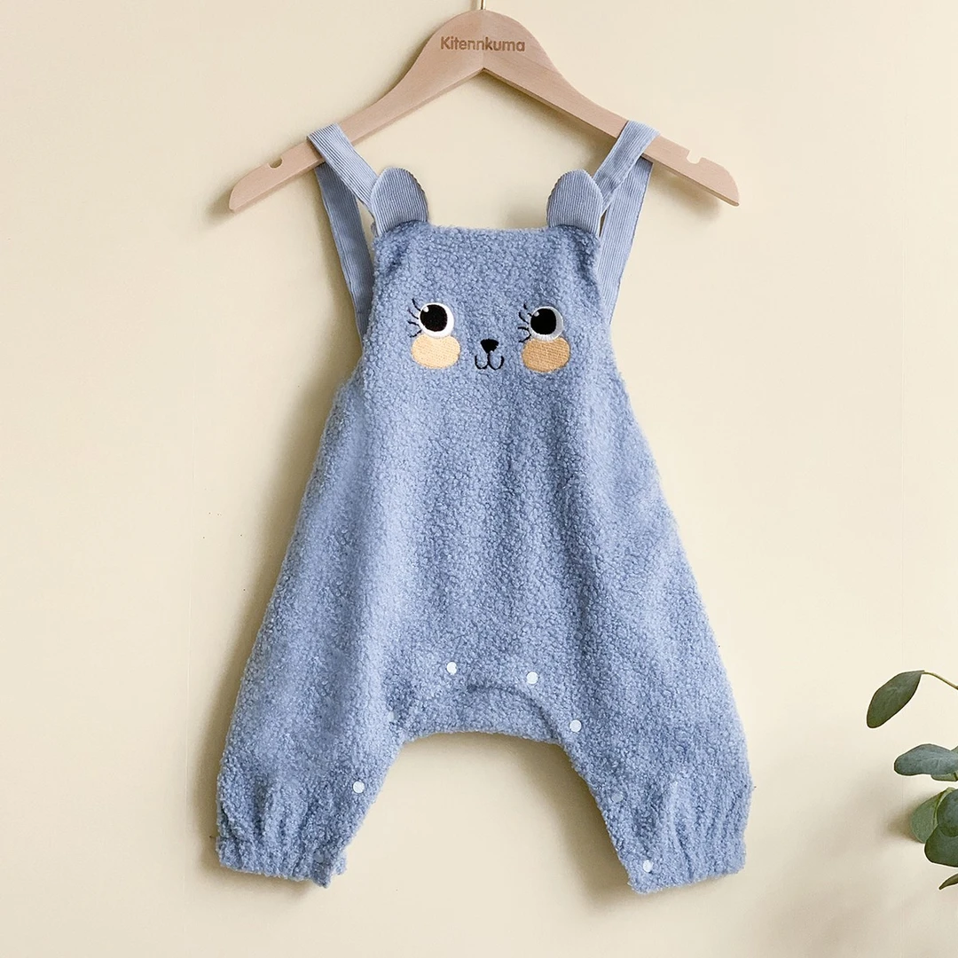 泰迪绒刺绣款可爱背带裤