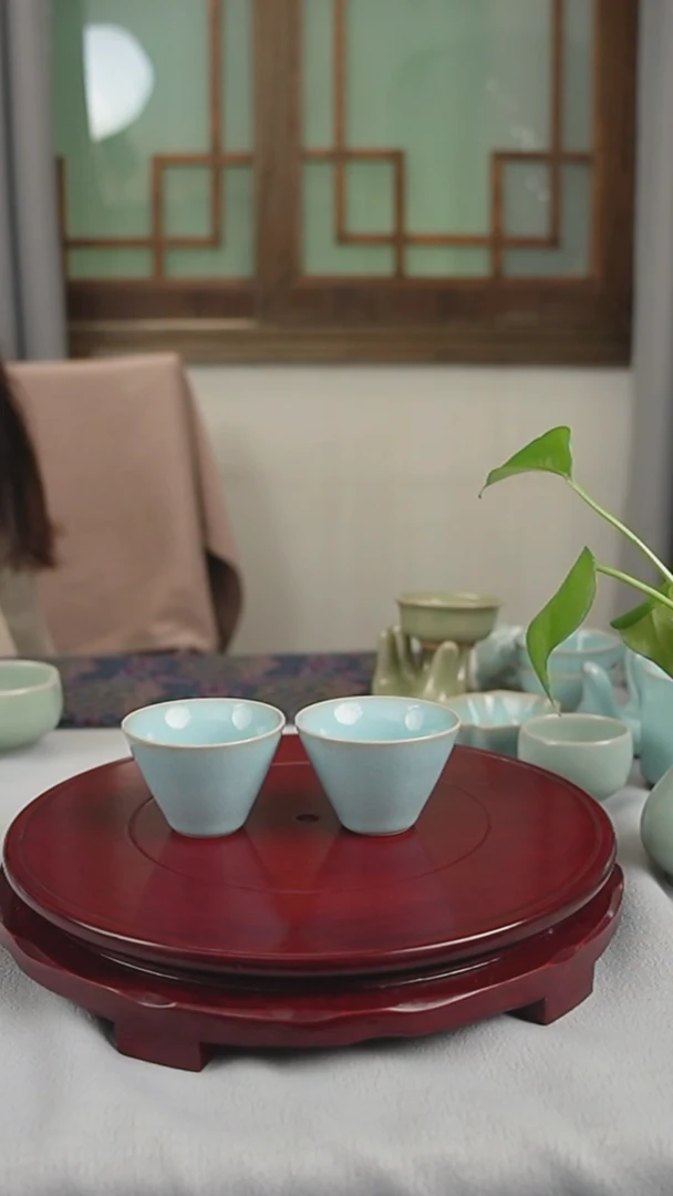 【闪购商品】汝瓷天青色斗笠杯两只