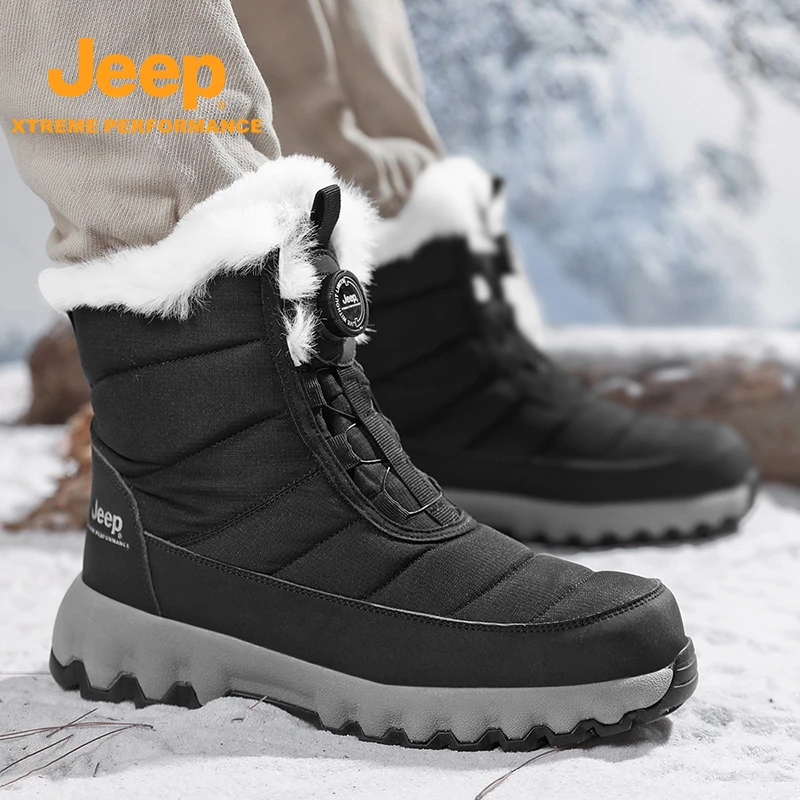 JEEP/吉普情侣防水防滑雪地靴男女加绒保暖时尚户外运动高帮棉鞋