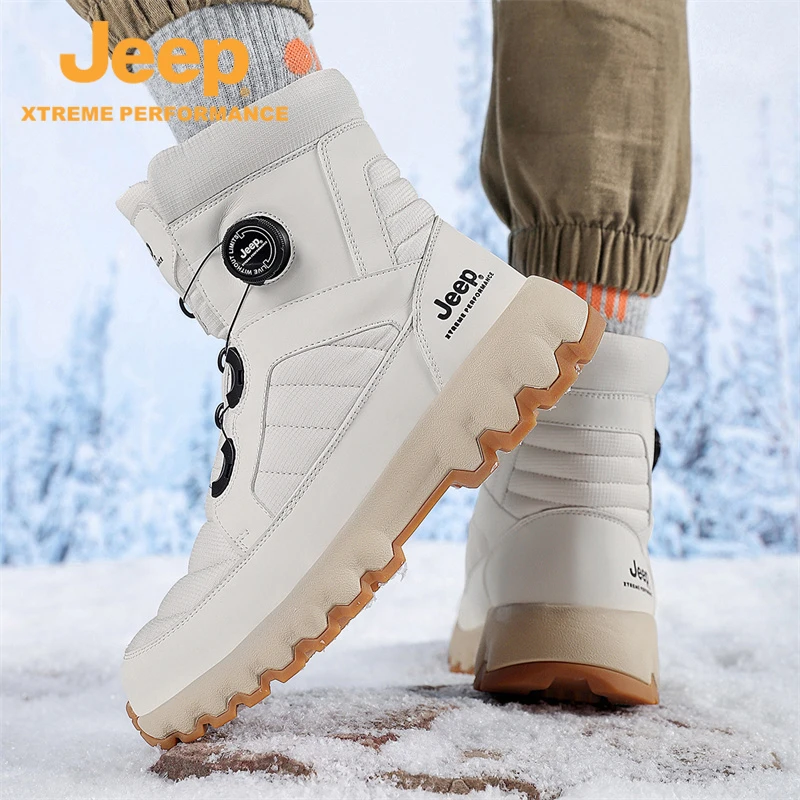 JEEP/吉普雪地靴男女冬季加绒加厚防滑保暖情侣款运动户外高帮靴