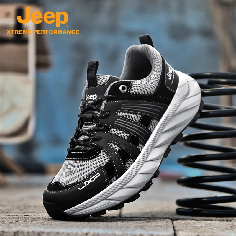 JEEP/吉普时尚轻便减震运动慢跑鞋男士防滑耐磨徒步鞋户外登山鞋