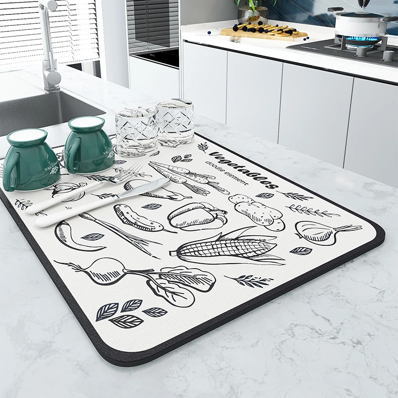 七七家厨房台面沥水垫子杯子碗盘干燥垫酒茶台吸水杯垫免洗隔热垫