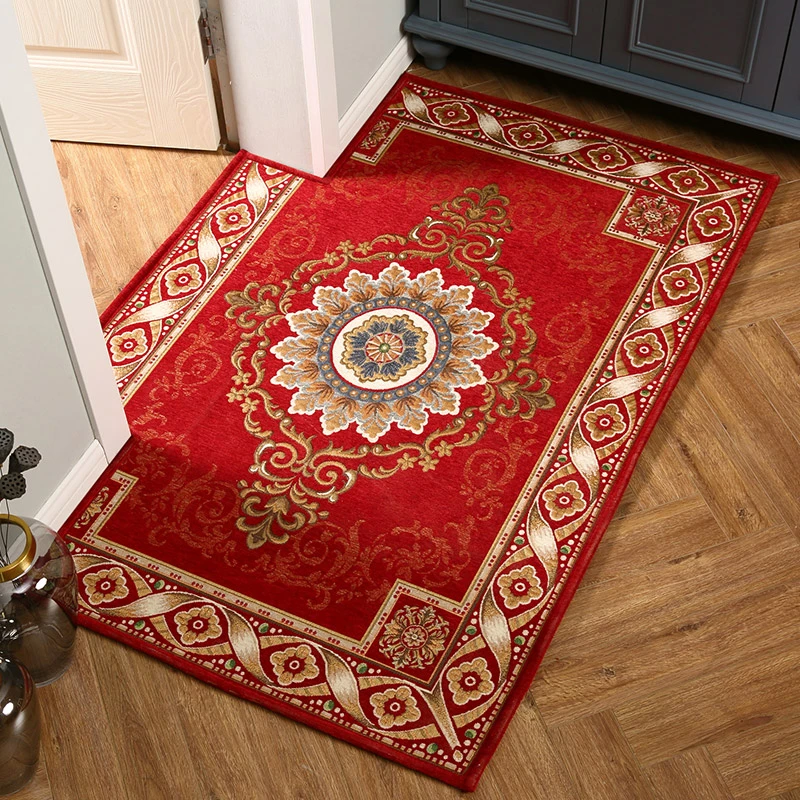 多尼尔高端刺绣地垫入户门垫红色喜庆有质感加厚加密防滑耐磨ZB