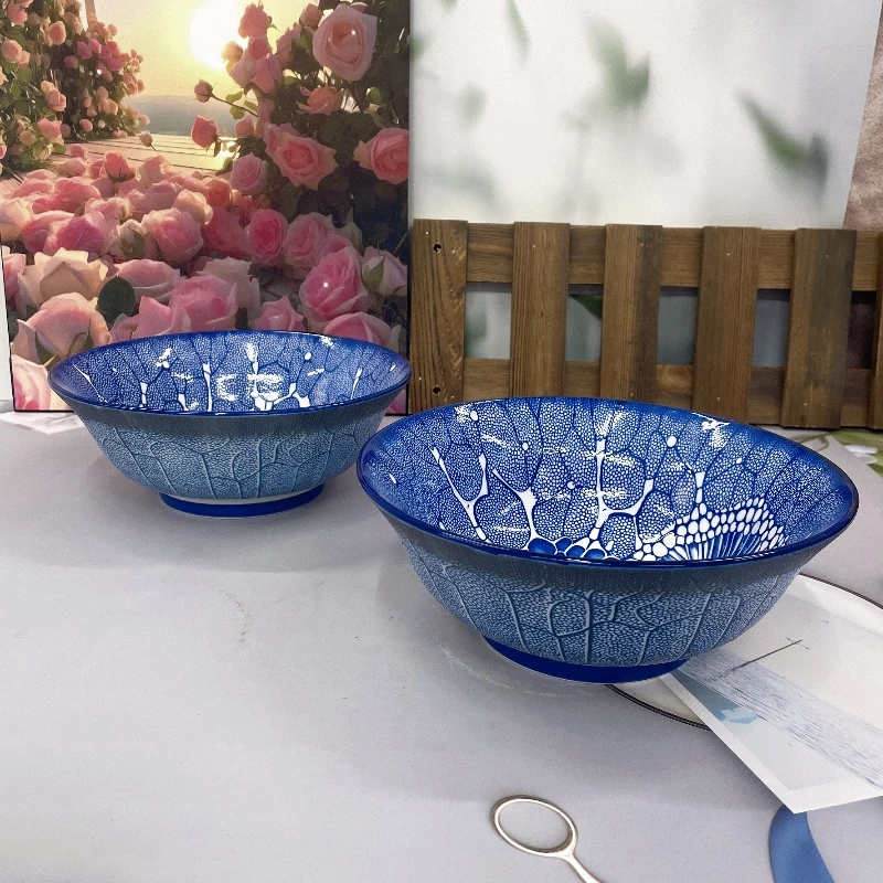 【曼朵朵】蓝焰蒲公英系列8英寸汤碗2个装釉下彩高温瓷
