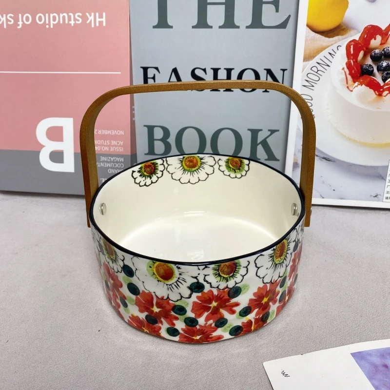 红堇系列6英寸提手水果蓝手绘陶瓷釉下彩