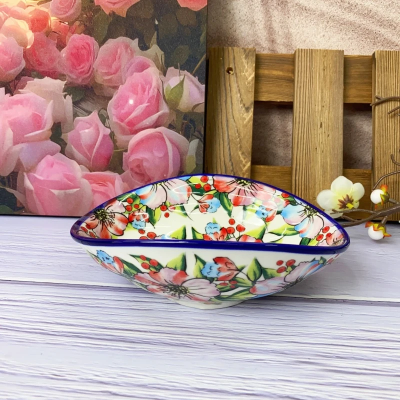 【曼朵朵】七彩花系列贝壳碗釉下彩高温瓷