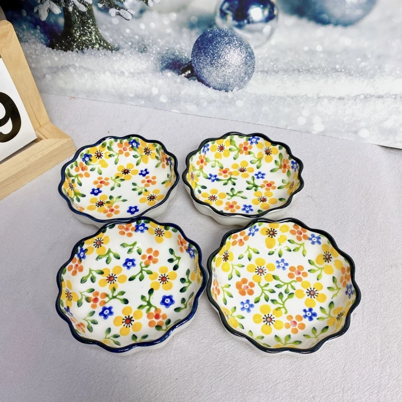 星萤系列4英寸味碟4个装手绘釉下彩陶瓷餐具