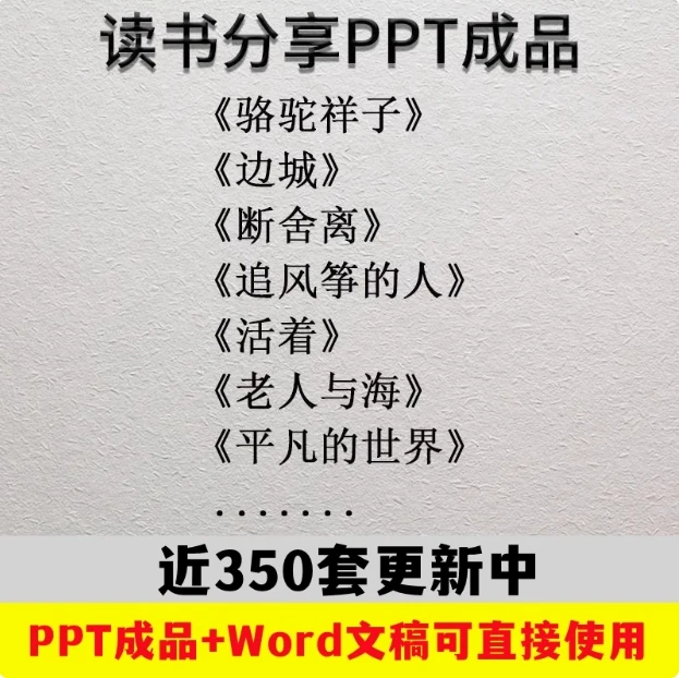 教师读书分享ppt成品名著好书籍推荐学生读后感分享阅读模板服务