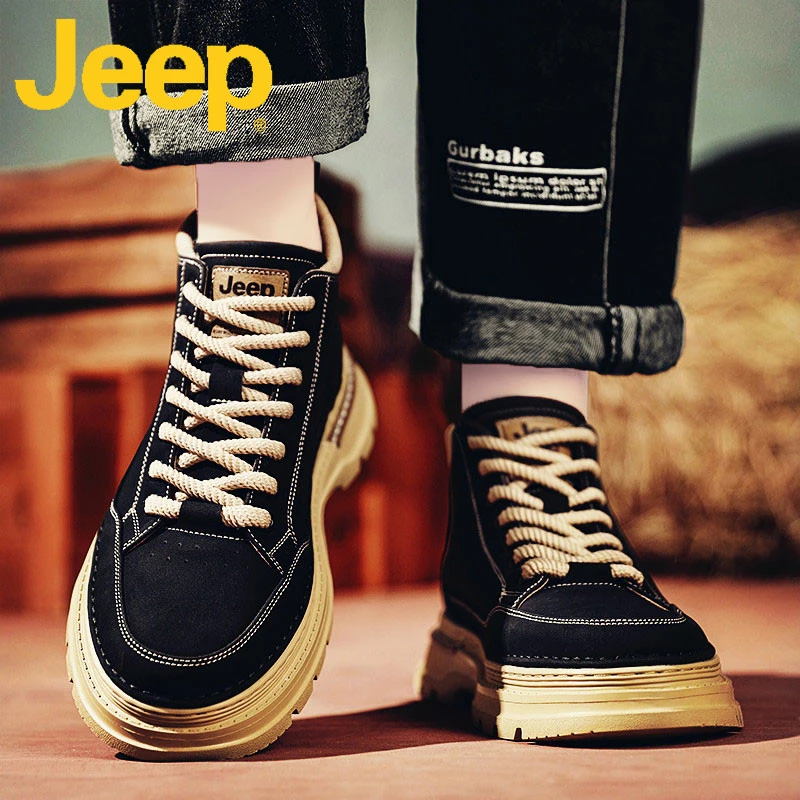 jeep吉普马丁靴男鞋秋季款2025新款中高帮雪地工装靴子男士高帮鞋