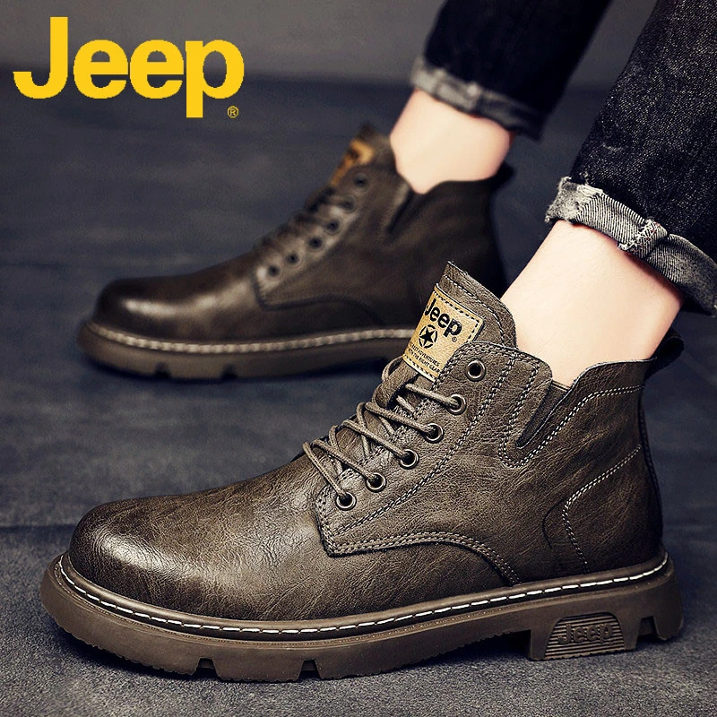 jeep吉普休闲马丁靴男鞋秋春季款中高帮2025新款复古工装靴子男士
