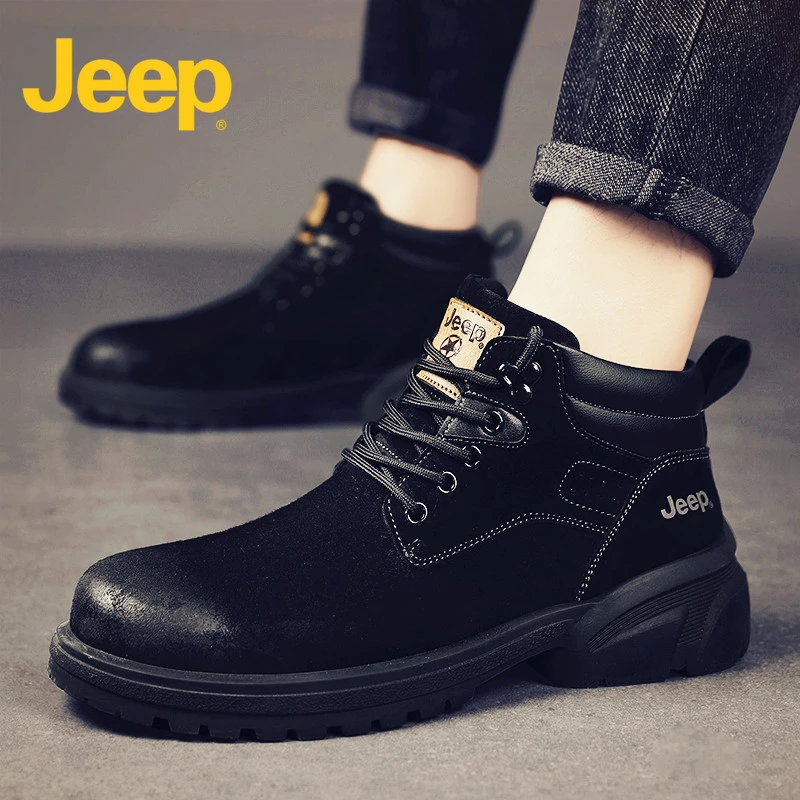 jeep吉普中帮马丁靴男鞋秋季款雪地百搭工装靴子男士高帮2025新款