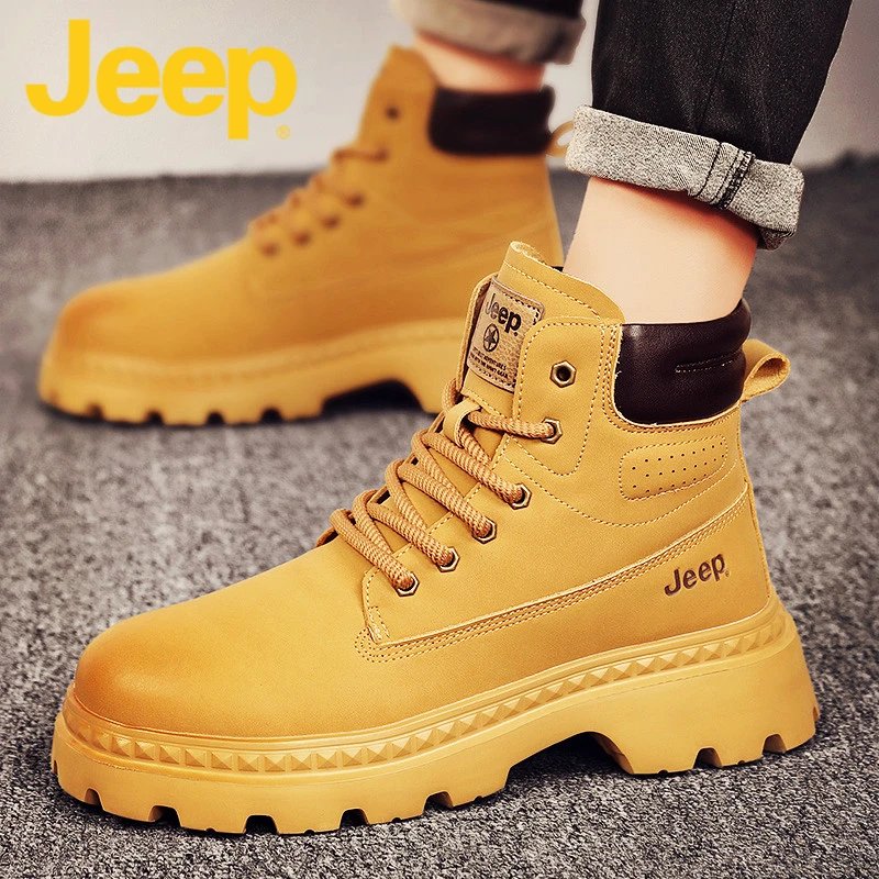 jeep吉普马丁靴男款2025新款春季中帮雪地工装鞋子男士大黄靴男鞋
