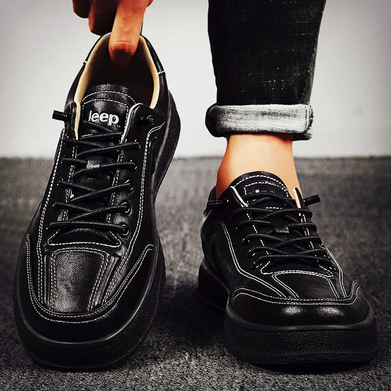 jeep吉普板鞋男鞋2025新款秋冬款潮鞋高级感休闲鞋子男士皮鞋男款