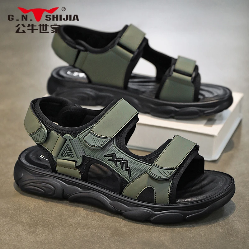 公牛世家凉鞋男夏季新款外穿休闲开车两用沙滩鞋男士涉水钓鱼凉拖