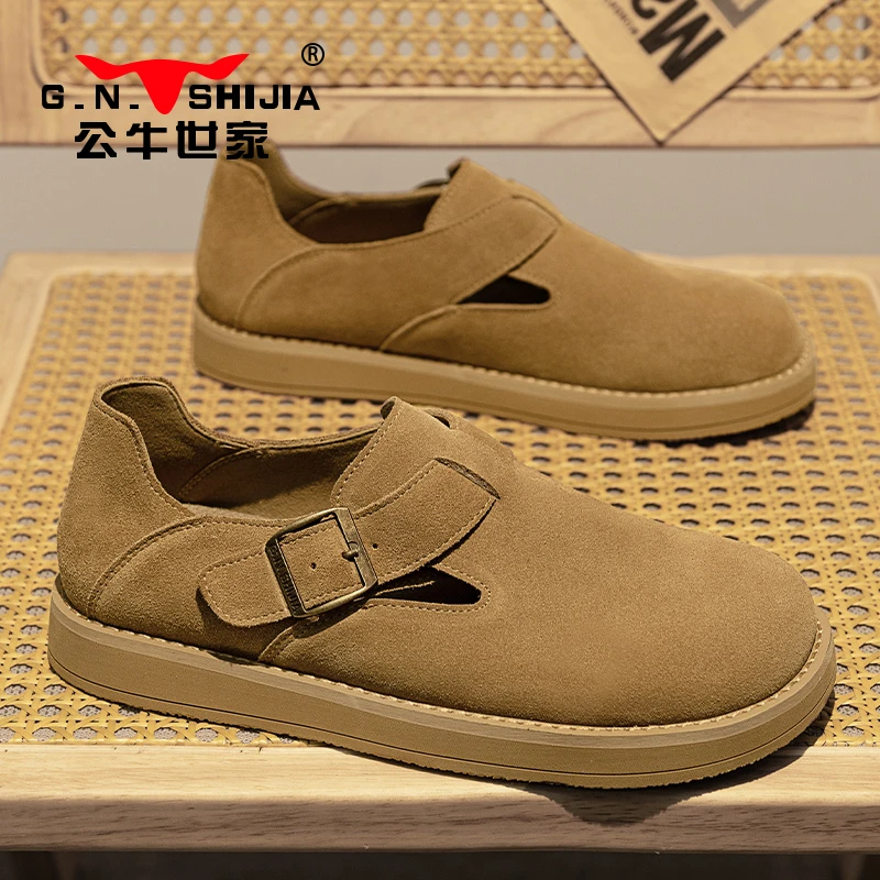 公牛世家男鞋夏季新款爆款勃肯鞋美拉德一脚蹬平底复古低帮休闲鞋