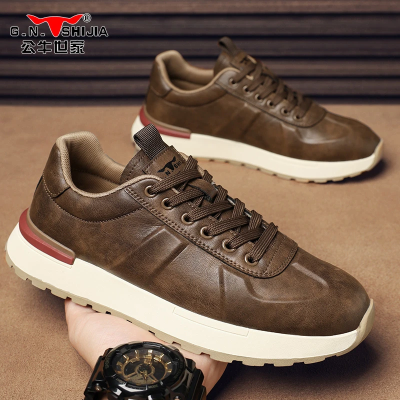 公牛世家男鞋秋季百搭运动跑步阿甘鞋男士复古防滑休闲低帮老爹鞋