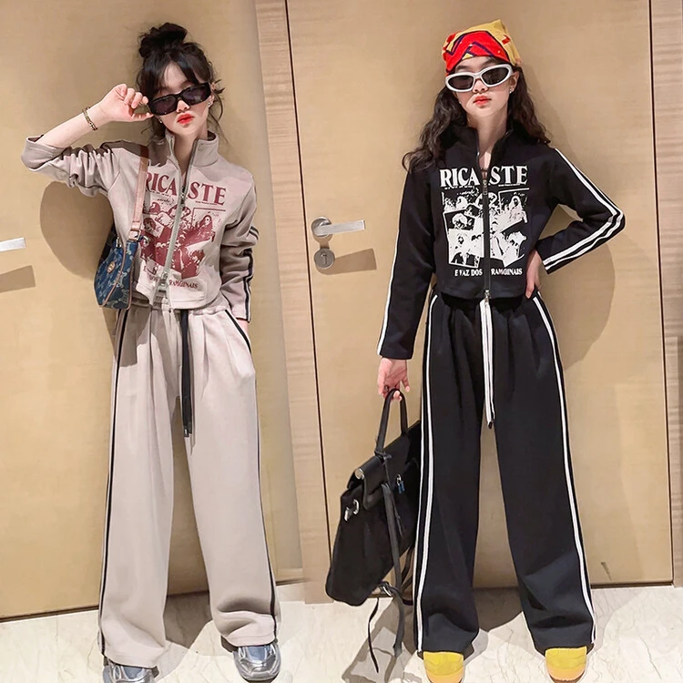 女童运动套装春秋款2024新款儿童春季洋气童装女大童韩版卫衣春装
