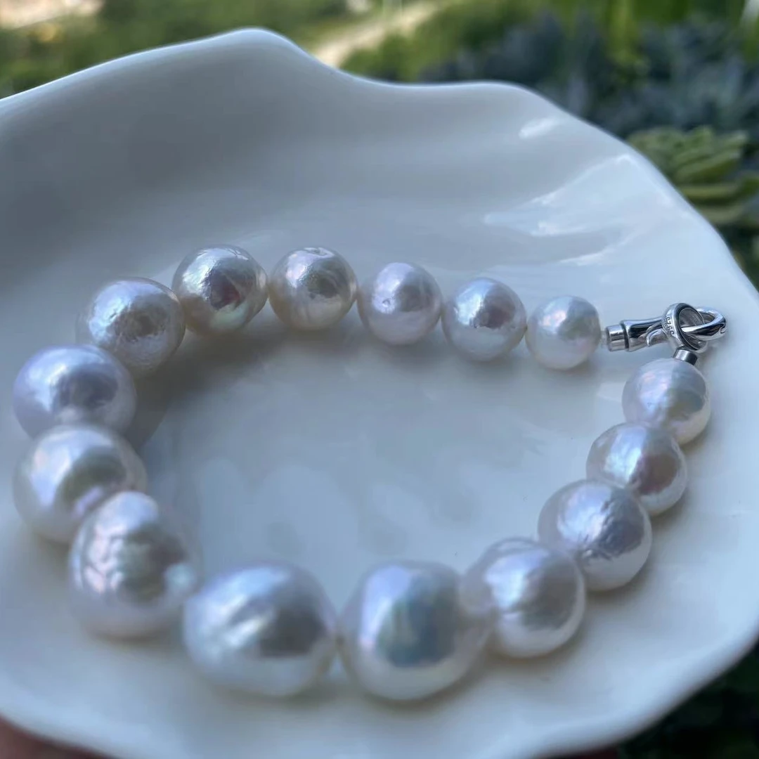 天然淡水珍珠亮巴8.9-11mm+S925银手链