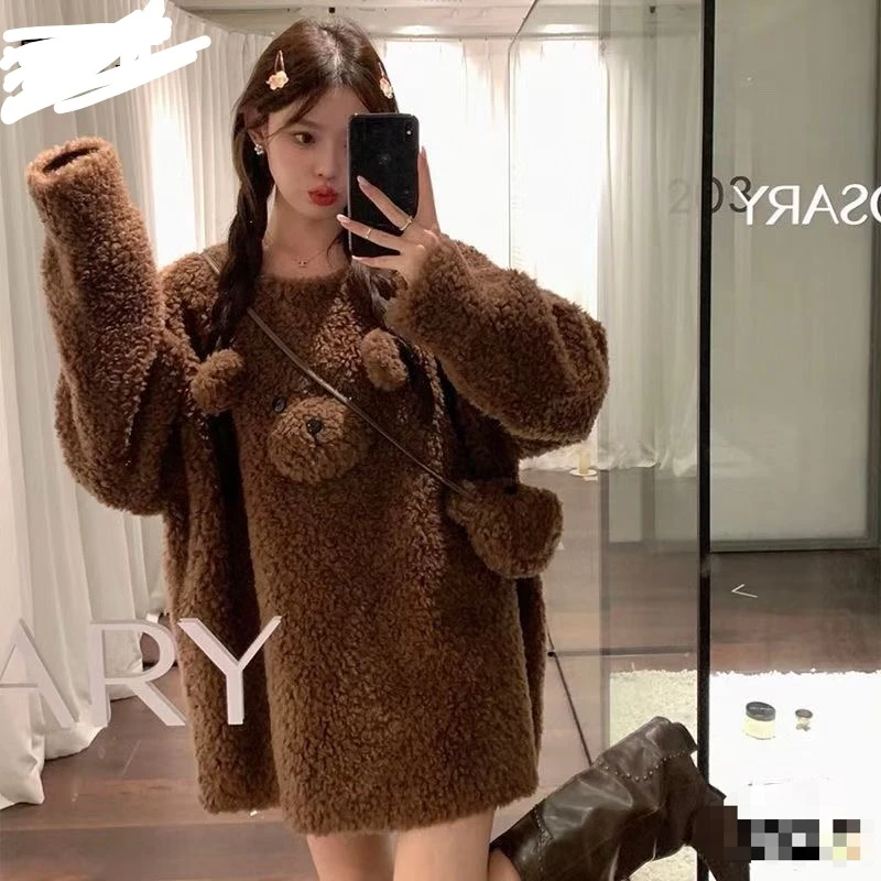 大码毛嘟嘟小熊宝宝上衣可爱风