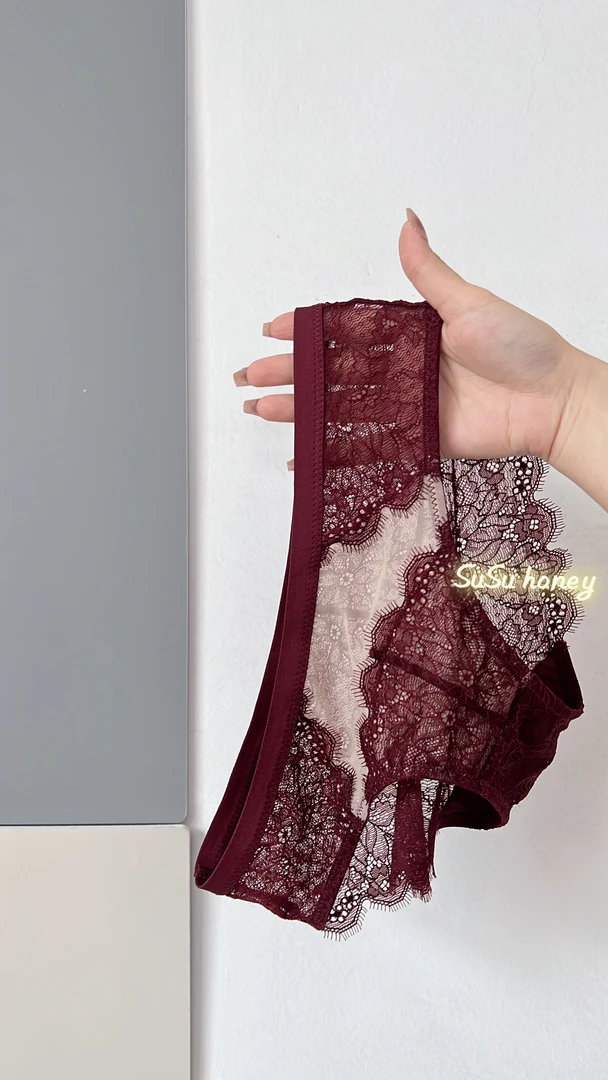 法式性感新年本命年酒红色三角裤