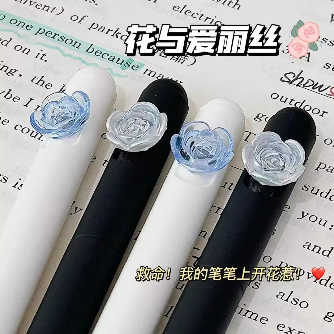 凡物象花与爱丽丝旋转中性笔ins高颜值学生刷题笔速干CS头闺蜜笔