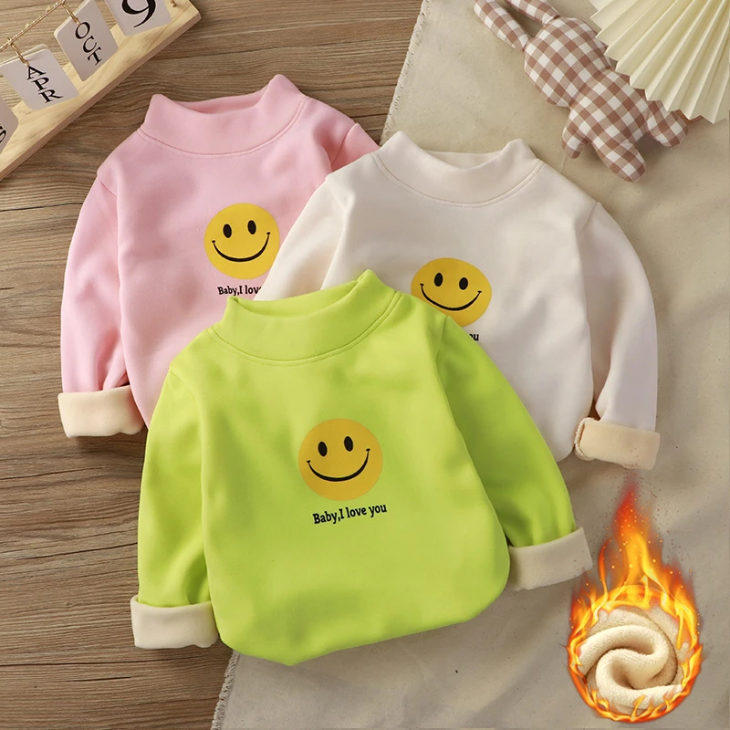 【腿哥专属】儿童新款保暖衣男宝女童加绒卫衣中大童冬季长袖打底衫