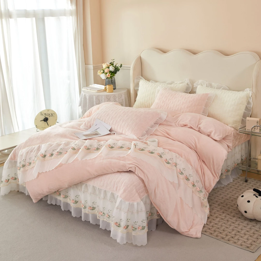 法式浪漫婴儿绒床盖【四件套】±10斤冬季加厚亲肤保暖可机洗不滑床