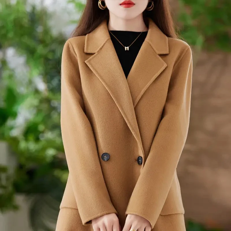 秋冬气质羊毛大衣女中长款双面羊绒毛双面羊毛呢外套毛呢大衣女