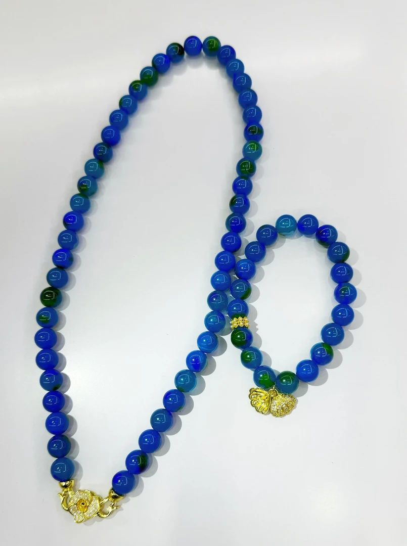 （库存处理）-高定珠宝舒俱玛瑙意境蓝项链X512A-X512B赠手链合金