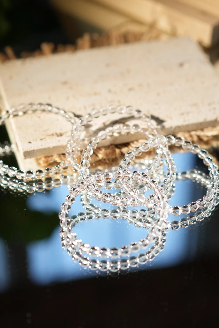 81479天然白水晶6mm素圈圆珠高净体水晶手链极细款多样性发一