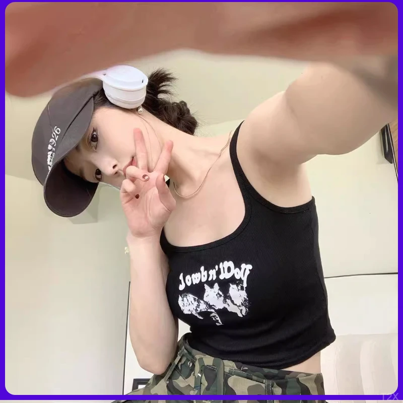 显瘦网红辣妹短款露脐吊带上衣夏季修身内搭背心女百搭时尚打底