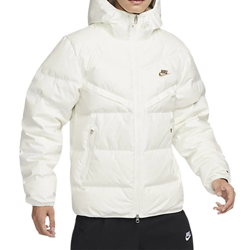 NIKE/耐克男子白色防风拒水休闲时尚连帽羽绒保暖夹克FZ1103133