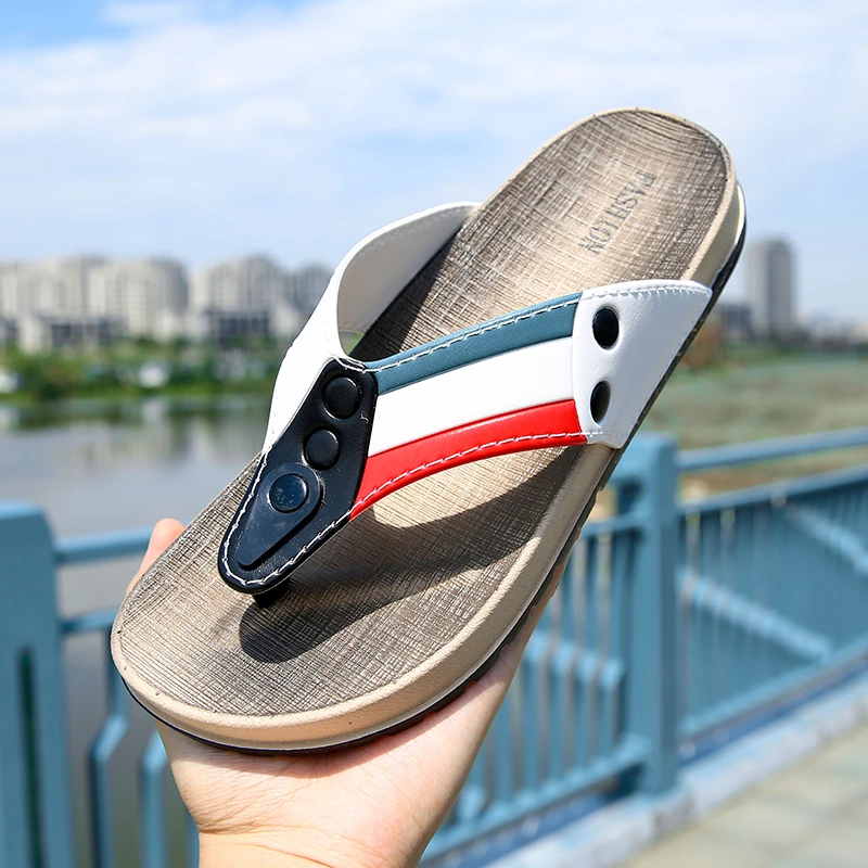 夏天大码夏季男士大码鞋厚底防滑外穿时尚软底个性户外夹脚拖